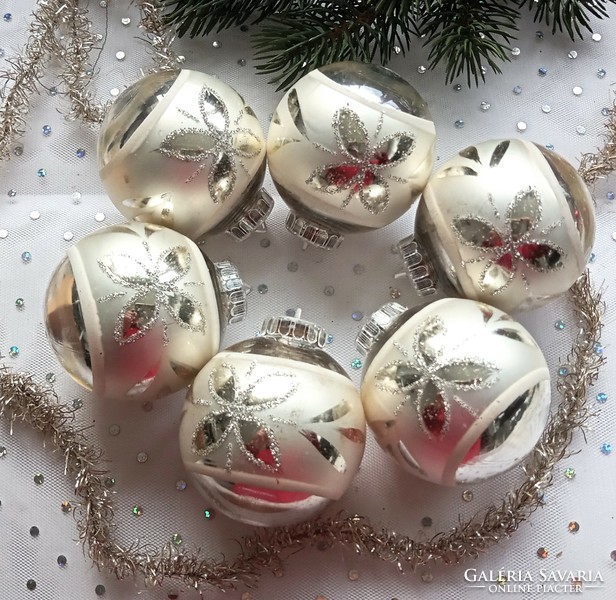 Old west German glass painted sphere Christmas tree decorations 6 pcs 6 cm