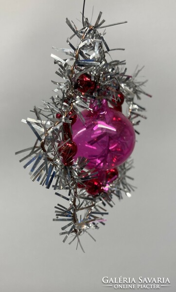Antique Christmas tree decoration, glass and foil, product of kline glass factory (Russian/Soviet).