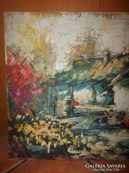 Szőke szignós festmény, olaj, farost, 40x57 cm