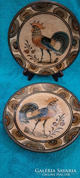 Pair of wall plates with roosters (m4419)