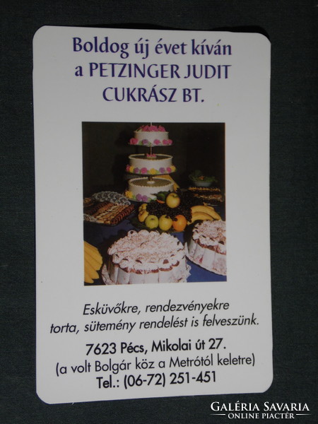Kártyanaptár, Petzinger Judit cukrász üzlet, üzem,Pécs, 1996,   (5)