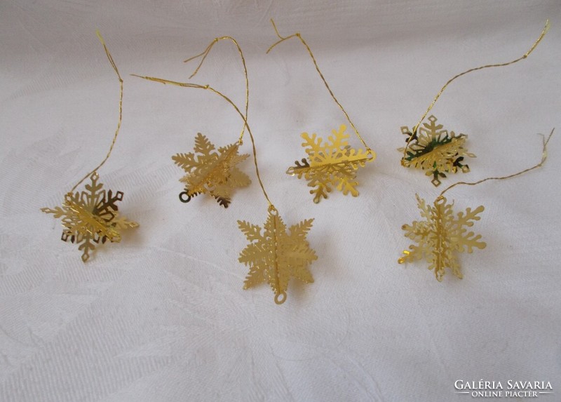 Copper snowflake-shaped Christmas ornament, Christmas tree decoration 6 pcs