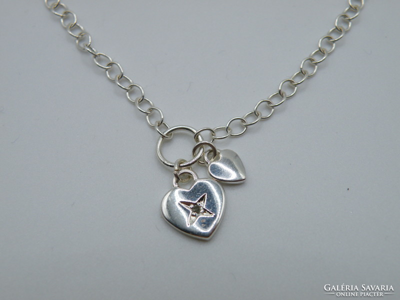 Uk0085 silver heart and padlock pendant bracelet 925