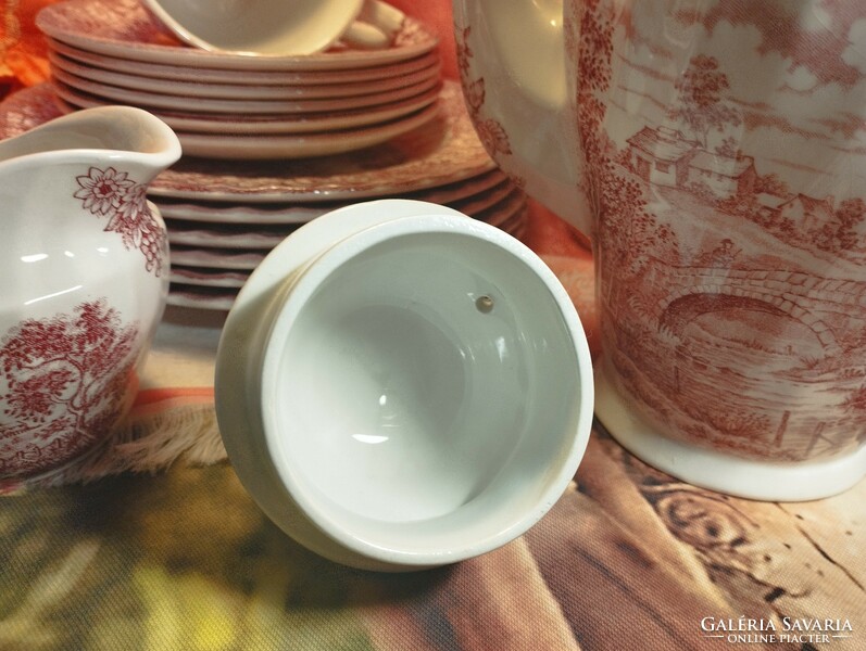 Beautiful English scene porcelain 6 pieces. Coffee set, 20 pcs.
