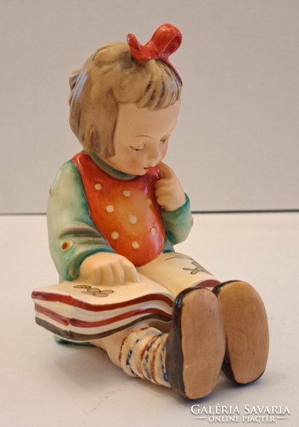 Antik Hummel  olvasó kislány, olvasó kisfiú pár, TMK1, jelzett, nagy méretben, remek állapotban