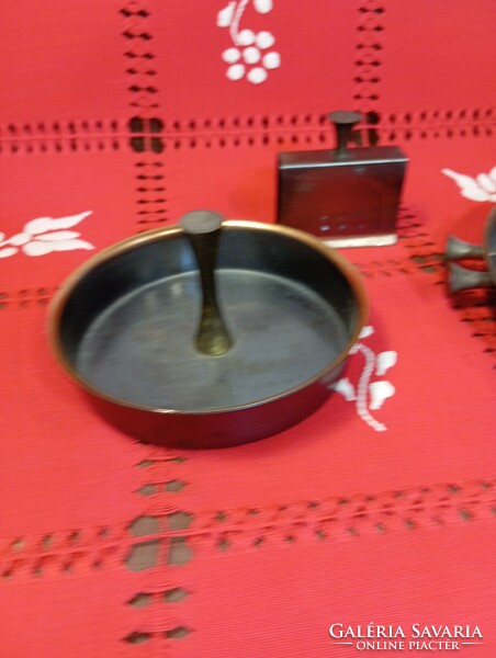 Retro industrial copper tray, ashtray, match holder