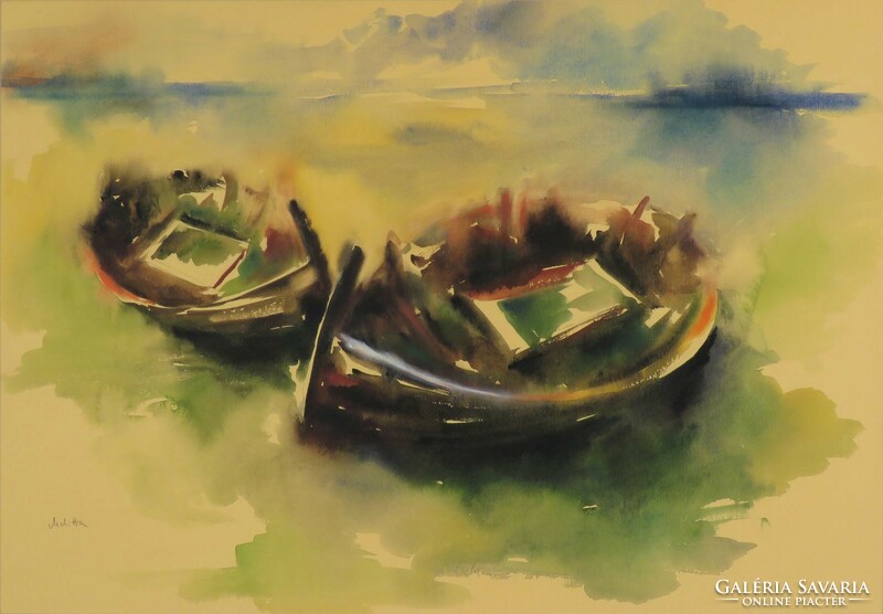 "Melitta" jelzéssel európai festő : Két csónak