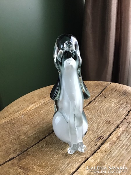 Régi Muránói dísz üveg kutya szobor