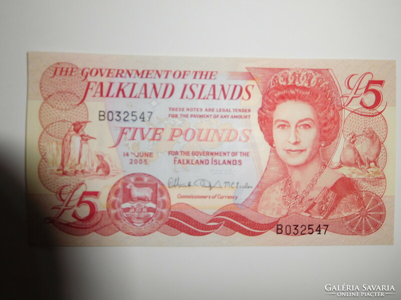 Falkland Islands 5 pounds 2005 unc rare!