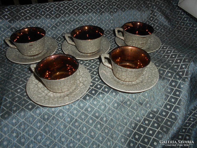 5 coffee cups with a special stone pattern, golden inside + base - the price applies to the 5 pieces 1100/piece