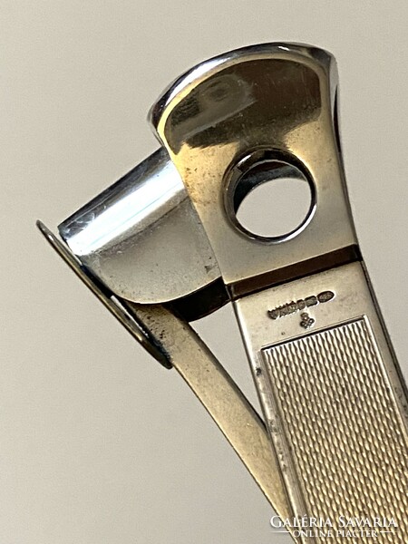 English marked silver cigar cutter Solingen Germany with Hungarian import mark 15 cm