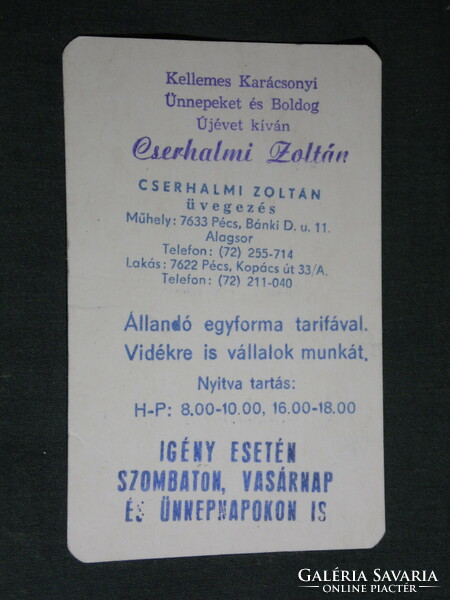 Card calendar, Zoltan of Cserhalmi glass, Pécs, 1996, (5)