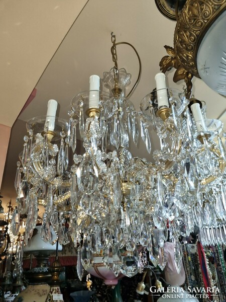 Old renovated 10-branch crystal chandelier