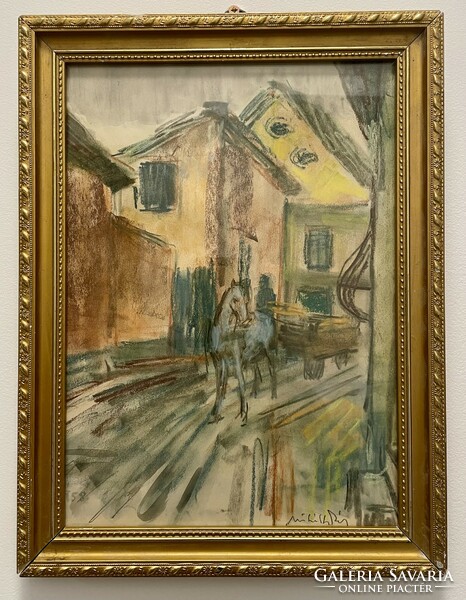 Original 38x29 cm pastel painting by Pál Miháltz (1899-1988)