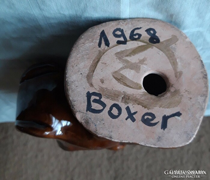 Ceramic 55-year-old boxer head portrait.