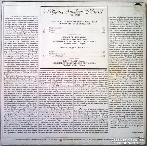 Mozart,Szell,Raskin, - Sinfonia Concertante Es-Dur KV 364 / Exsultate, Jubilate KV 165 (LP)