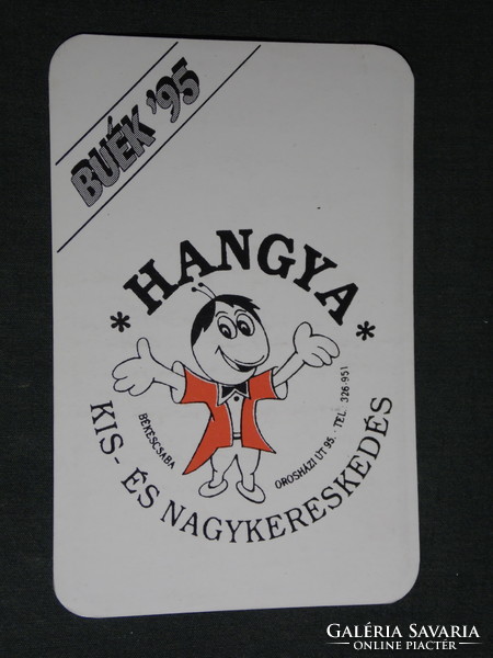 Kártyanaptár, Hangya kis és nagykereskedés, Békéscsaba, grafikai rajzos, reklám figura, ,1995,   (5)