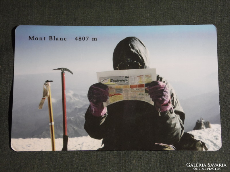 Kártyanaptár, Szuperinfó reklám újság, magazin, Mont Blanc hegycsúcs, hegymászó, 1995,   (5)