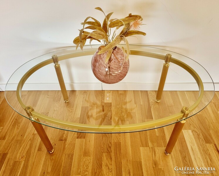 Vintage hollywood regency style coffee table, glass table