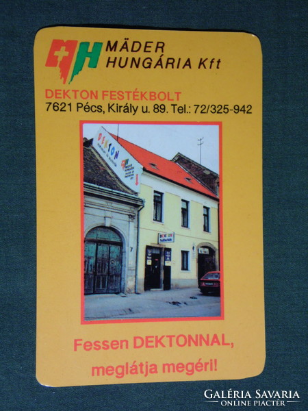 Kártyanaptár, Dekton festékbolt, Pécs Király utca,1995,   (5)