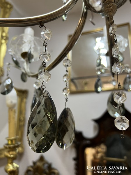 6 Incandescent metal-glass rhinestone ceiling chandelier