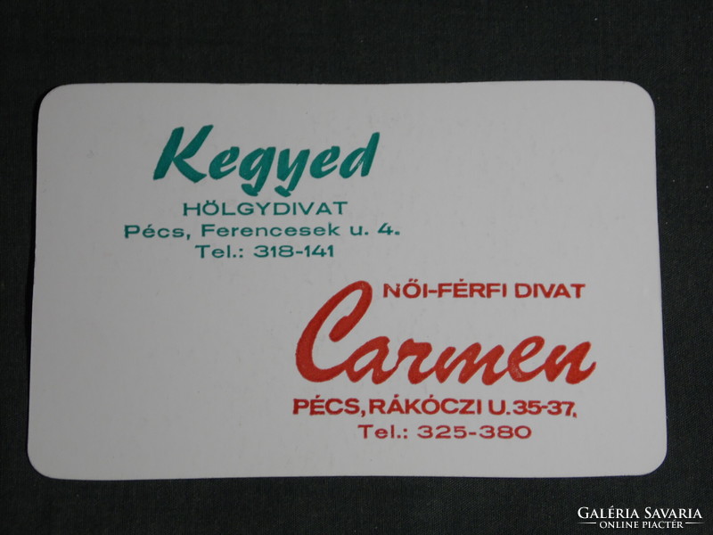 Card calendar, kegyed carmen clothing fashion stores, Pécs, 1995, (5)