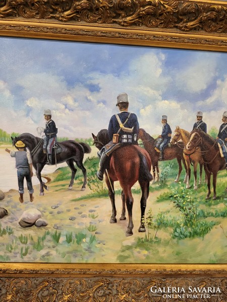Equestrian scene oil painting