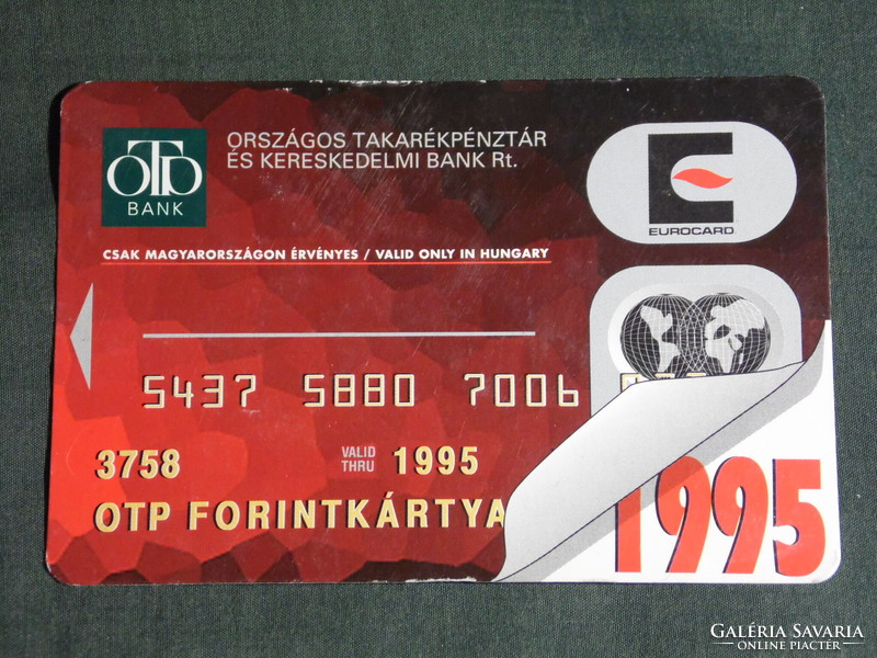 Kártyanaptár, OTP takarékpénztár, bank, forint kártya, 1995,   (5)