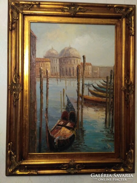 Venice painting (90x60), with frame: 122x92 cm, signed, juried