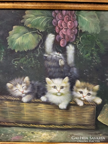 Cat still life oil painting