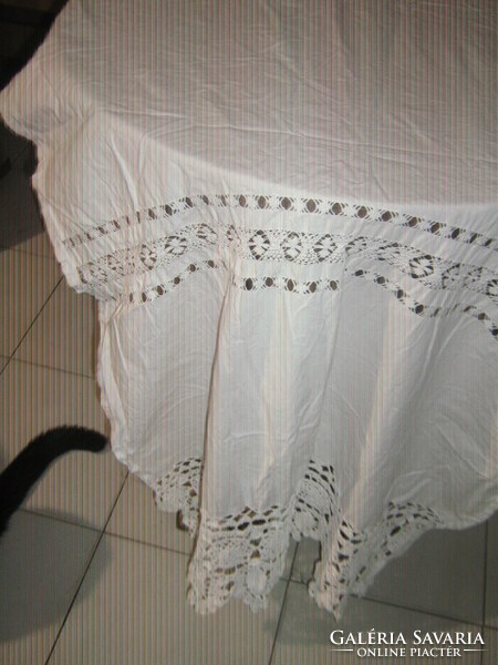 Beautiful white hand crocheted lace antique curtain / stained glass curtain