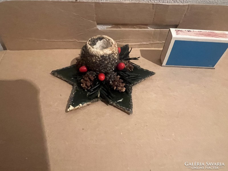 Antique Christmas tree decoration: cardboard, paper mache candle holder
