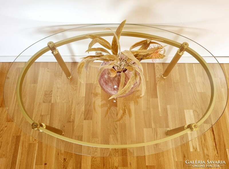 Vintage hollywood regency style coffee table, glass table