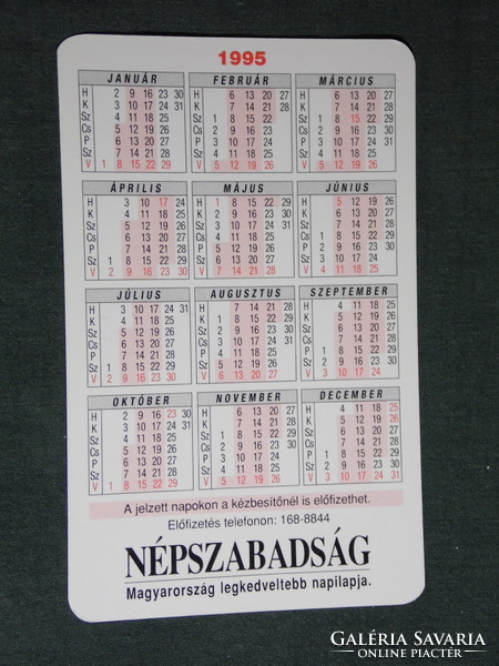 Kártyanaptár, Népszabadság napilap,újság, magazin ,grafikai rajzos, kalap,1995,   (5)