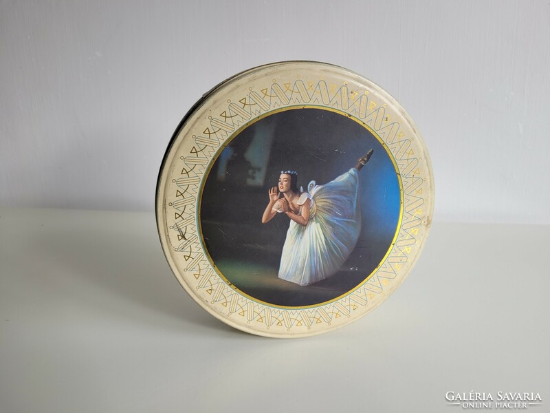 Retro metal box old biscuit box with ballerina pattern