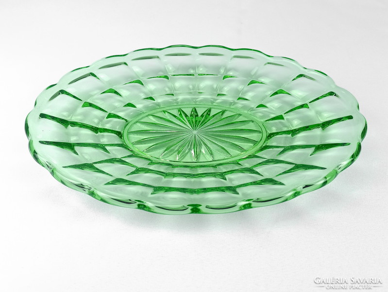 Beautiful green bohemian glass bowl and jardiniere