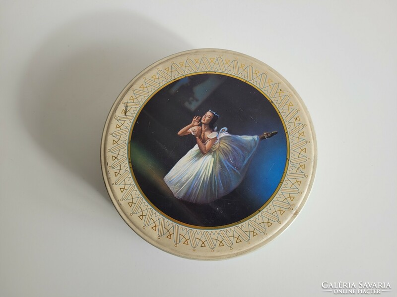 Retro metal box old biscuit box with ballerina pattern
