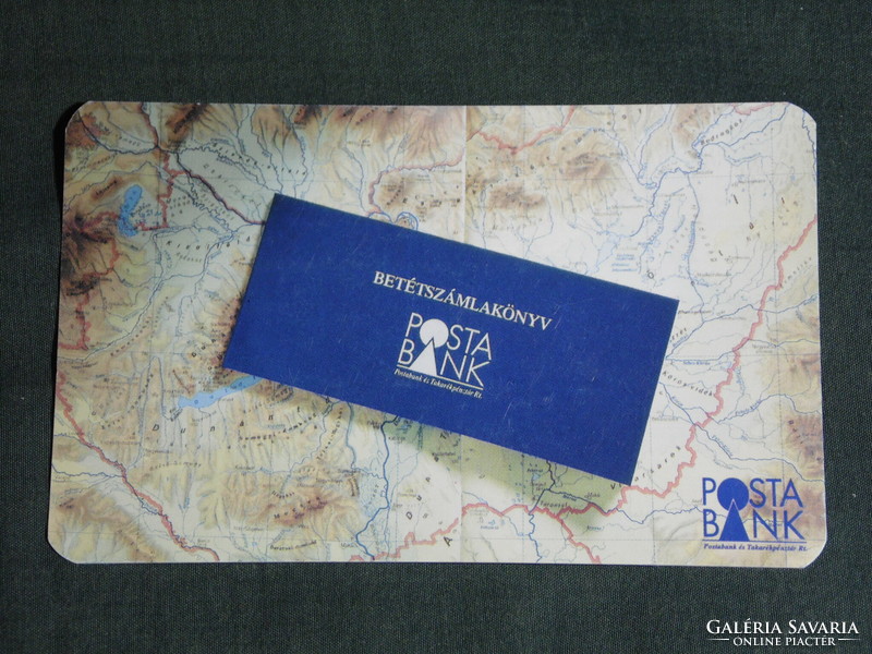 Kártyanaptár, Posta Bank, betétszámlakönyv, Magyarország térkép, 1995,   (5)