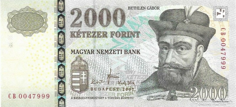 2000 forint 2007 "CB" UNC 5.