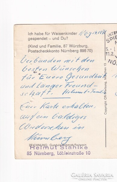 T:06 Christmas postcard from Nuremberg to London 1971