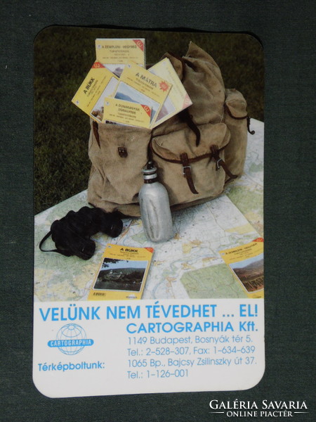 Card calendar, cartographic map company, Budapest, backpack, binoculars, 1995, (5)