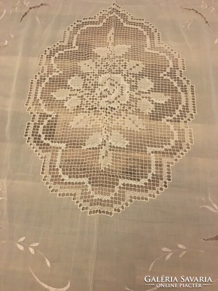 Crocheted lace tablecloth