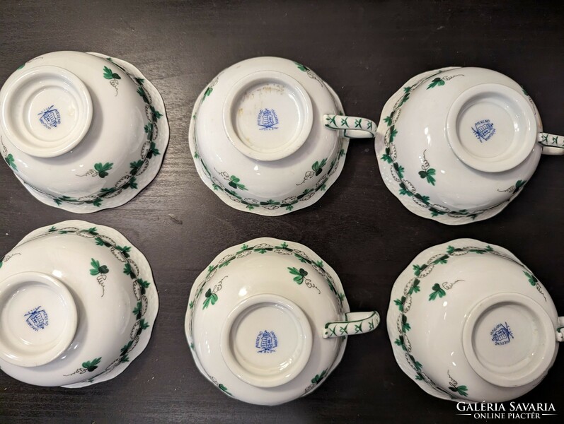 6 Herend tea cups + base