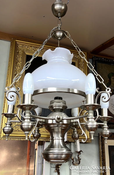 Antik jellegű 8 izzós Lüszter jellegű lámpa - tej fehér üvegburával