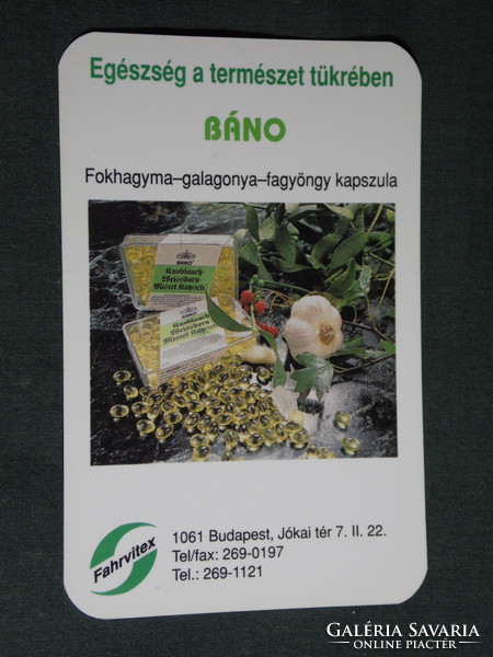 Card calendar, fahrvitex, Báno garlic, hawthorn capsules, Budapest, 1995, (5)
