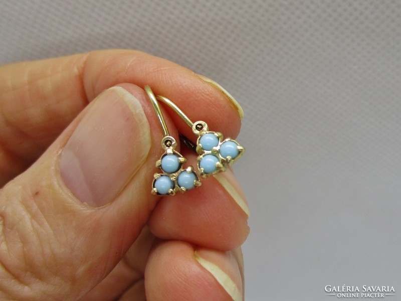 Beautiful antique mint turquoise gold earrings larger size