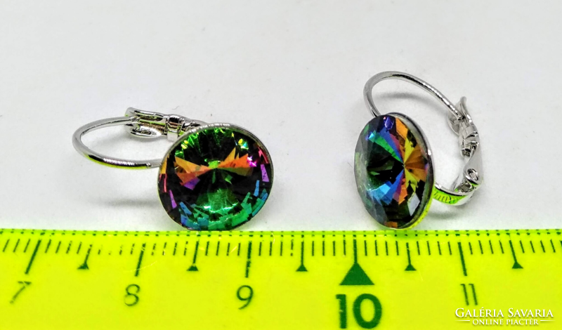Swarovski rivoli rainbow dark crystal, 14k wgf (white gold filled) earrings