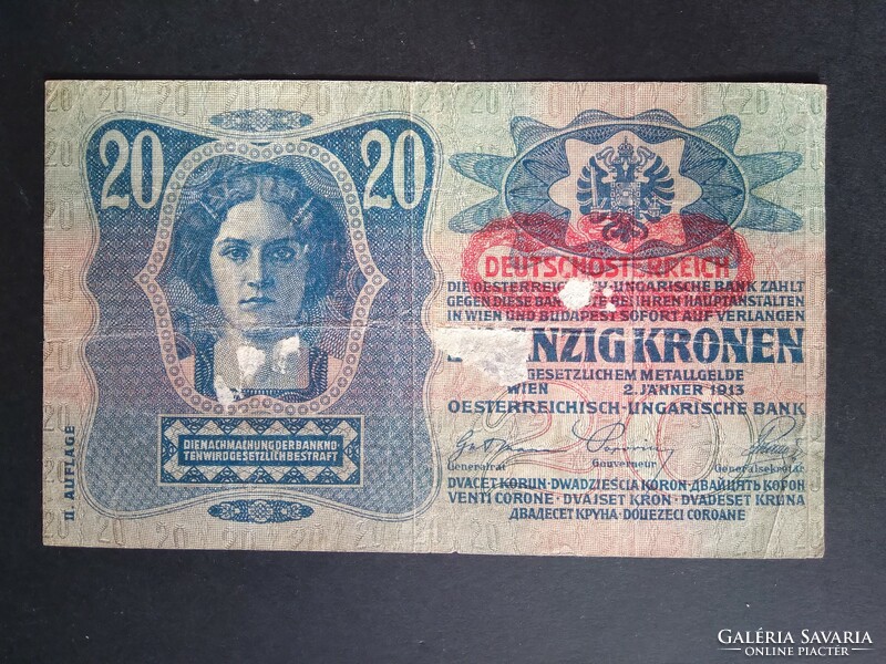 Austria-Hungary 20 kroner 1913 deutschösterreich vg