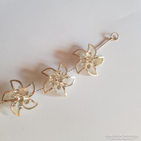 New, rhinestone, flower-shaped bridal hair wire, hair ornament - 30 cm