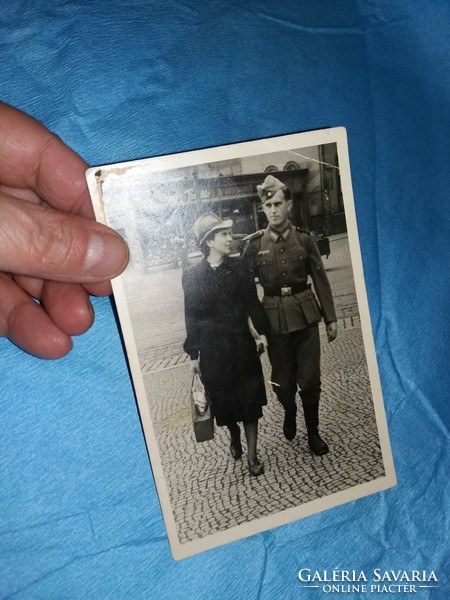 Antique 1942 visiting German soldier walking with his partner photo postcard original according to the pictures